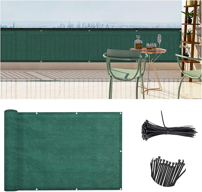 SUNLAX Custom Size 3'x3' Dark Green Fence Covering Privacy Screen Windscreen with Bindings & Grommets, Heavy Duty for Commercial and Residential, 90% Blockage, Cable Zip Ties Included -Available