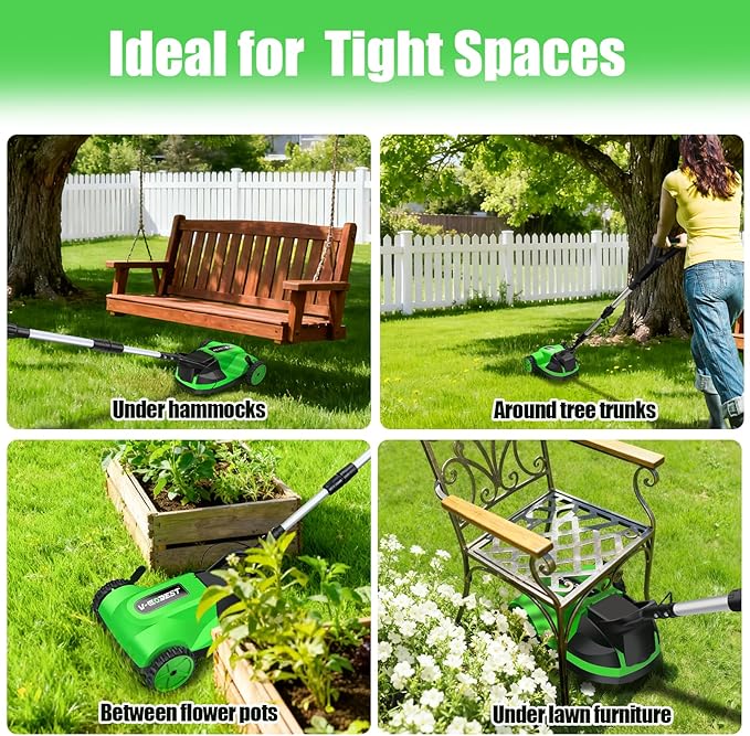 Cordless Lawn Mower, Electric Small Lawn Mower with 2 x 21V 4.0Ah Battery, Lightweight Mini Lawn Mower with Brushless Motor, 3 Cutting Heights, Garden Yard Lawn Care