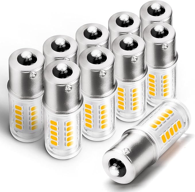 12-24V BA15S Led Bulb, 5 Watt 500LM Landscape Light Bulbs, 2700K Warm White, 1156 1141 1003 S8 SC Bayonet Single Contact Base for Landscape Lighting RV Camper Marine Boat Trailer Lights, 10 Pack