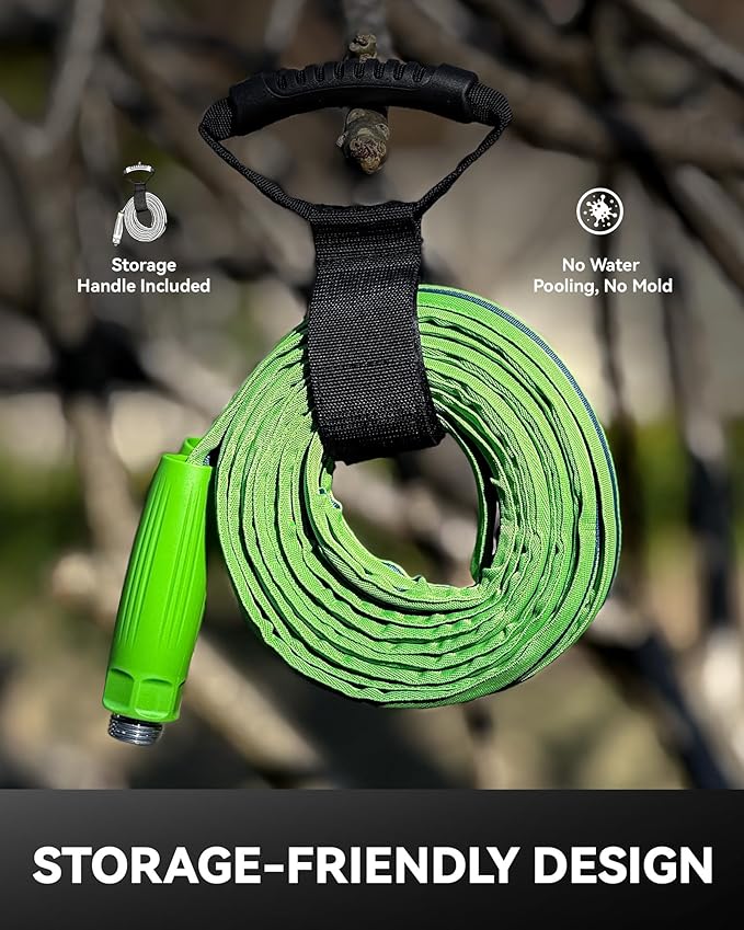 RAINPOINT Garden Hose 25FT, Up to 60% Lighter Non-Expanding Water Hose with TPE Inner Tube, Lightweight & Flexible Anti-Kink Hose, 800D Oxford Fabric, Weather-Resistant, 450PSI Burst, 3/4" Fittings