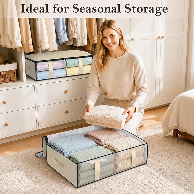 StorageRight Under Bed Storage Bags, 8 Pack, 40L, Beige