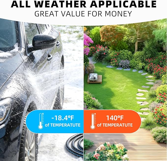 Short Garden Hose 10FT: Water Hose Flexible Leakproof Male to Female Fittings - Lightweight Durable All-Weather Hose 5/8" - High Pressure Hose for Yard, Lawn, Car Wash, Outdoor, Watering