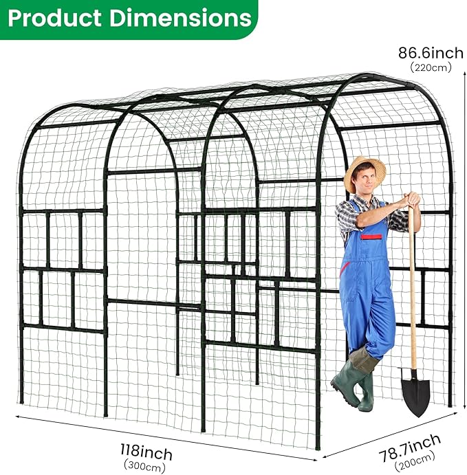 SUNYRISY Outdoor Garden Arch Trellis, 118" x 79" x 87" Extra Large Garden Trellis for Climbing Plants Outdoor, Plant Support for Cucumber Grape Vine Vegetable Fruit and Garden Gazebo