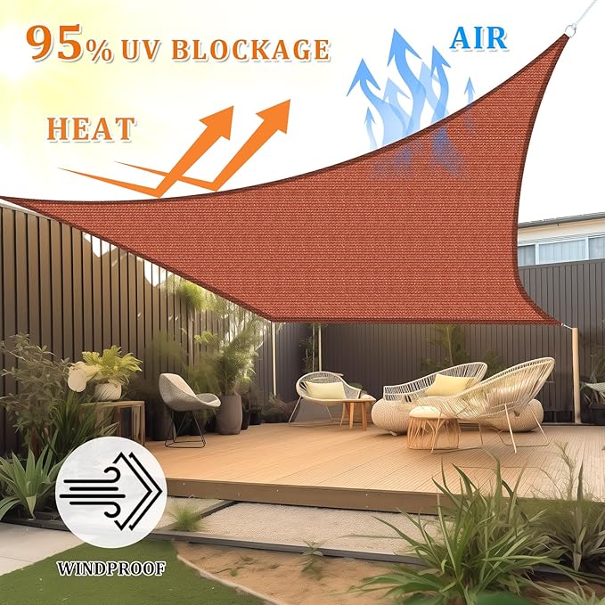 Shade&Beyond Custom 10'x14' Sun Shade Sail Canopy Rectangle UV Block Breathable Curved Sunshade for Backyard Yard Deck Outdoor Facility and Activities, Rust Red (We Make Custom Size)