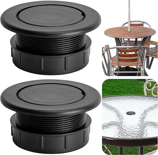 DECOHS 2 Pcs 2 Inch Parasol Umbrella Hole Ring Plug and Cap Set, Thicker Patio Table Hole Cover Insert, Deck Table Umbrella Holes Plug Replacement Parts for Outdoor Patio Table Garden Yard
