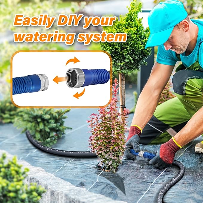 TigeJoy 25FT Flat Soaker Hose, Heavy Duty Double Layer Garden Watering Hose, Flexible Leakproof Drip Irrigation Hose for Raised Beds, Lawns & Vegetables, Save 80% Water