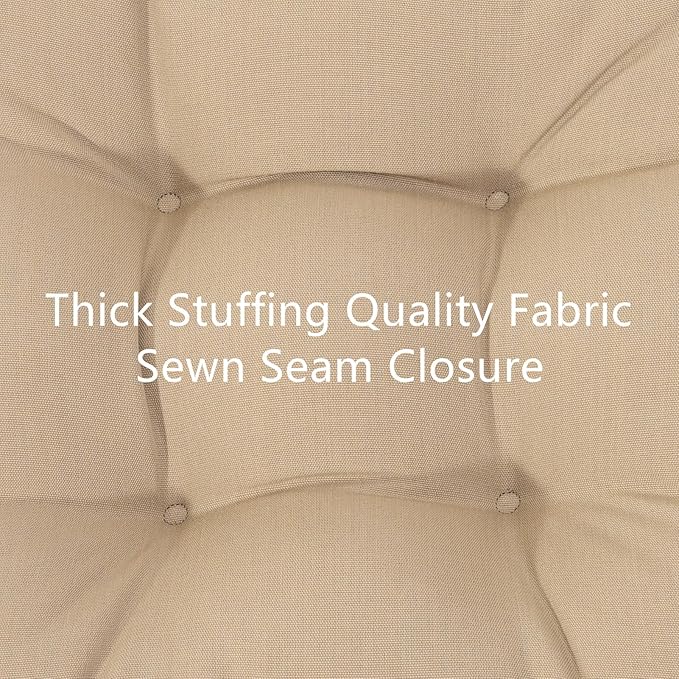 QILLOWAY Outdoor Chair Cushion for Patio Furniture, Waterproof Patio Cushions with Ties, Fade Resistant Replacement Pads for Outdoor Rocking Chairs,Beige,Sand,Camel