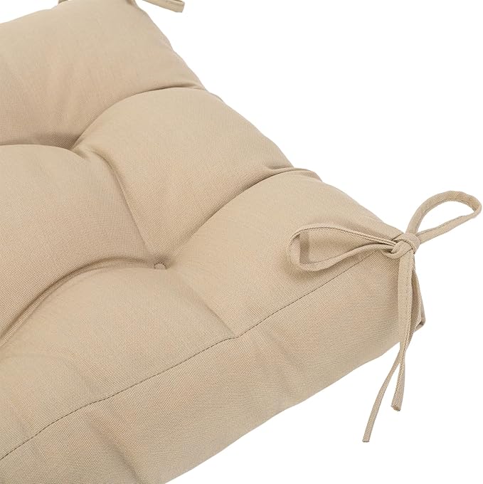 QILLOWAY Outdoor Chair Cushion for Patio Furniture, Waterproof Patio Cushions Set of 2 with Ties, Fade Resistant Replacement Pads for Outdoor Rocking Chairs,Beige,Sand,Camel