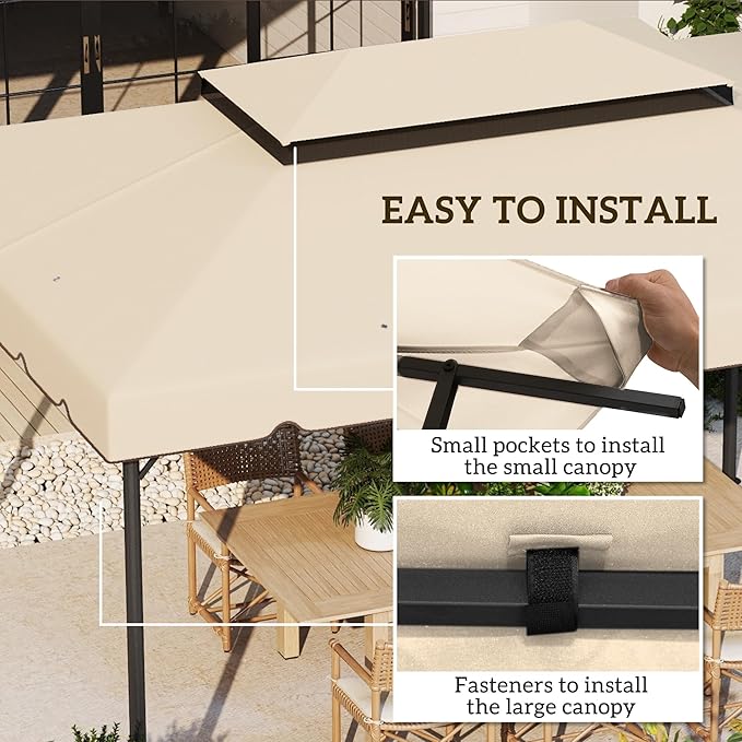 Outsunny 13' x 10' Gazebo Replacement Canopy, Gazebo Top Cover with Double Vented Roof for Outsunny 12.8' x 9.5' Frame for Garden Patio Outdoor (TOP ONLY), White