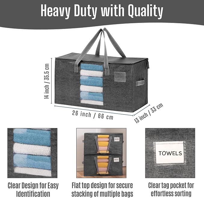 VENO Moving Bags, Wide Open Top, Clear Window, Gray, 6 Pack