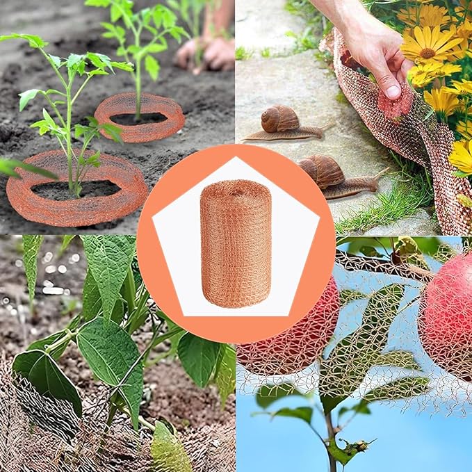 Copper Mesh Rodent Control, 5 in x 50 ft Wire Screen Roll for Mice Rat Rodent, Bat & Snail, Copper Mesh Roll for Weep Hole Filler, DIY Pest Blocking for Home and Garden