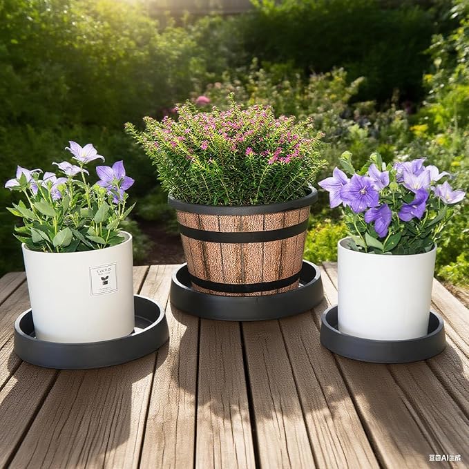 Plant Saucer Tray for Ceramic Plastic Pots, 10 inch Plant Saucers for Indoors, Pot Saucers Trays, Bird Bath Bowls, Flower Planter Water Drip Trays for Pots Base (10", Black)