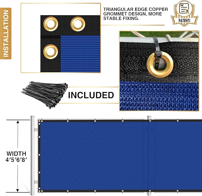Privacy Fence Screen 5' x 18' Fencing Cover Heavy Duty Mesh Windscreen Cloth for Outdoor Garden Patio Backyard Chain Link Fence Blue