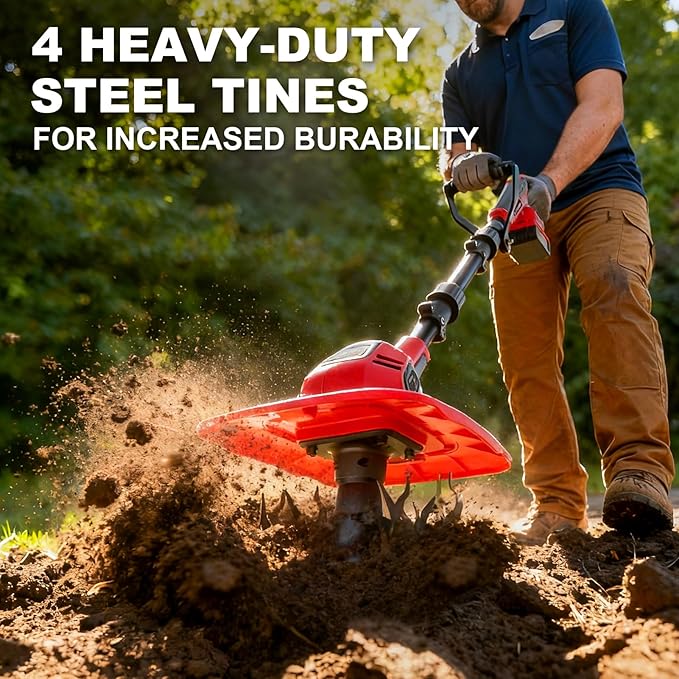 Cordless Tiller Cultivator 9-Inch Width 7-Inch Depth, Compatible with Milwaukee 18V, Battery Powered Garden Cultivator for Garden Flower beds, Tool Only-Battery & Charger not Included