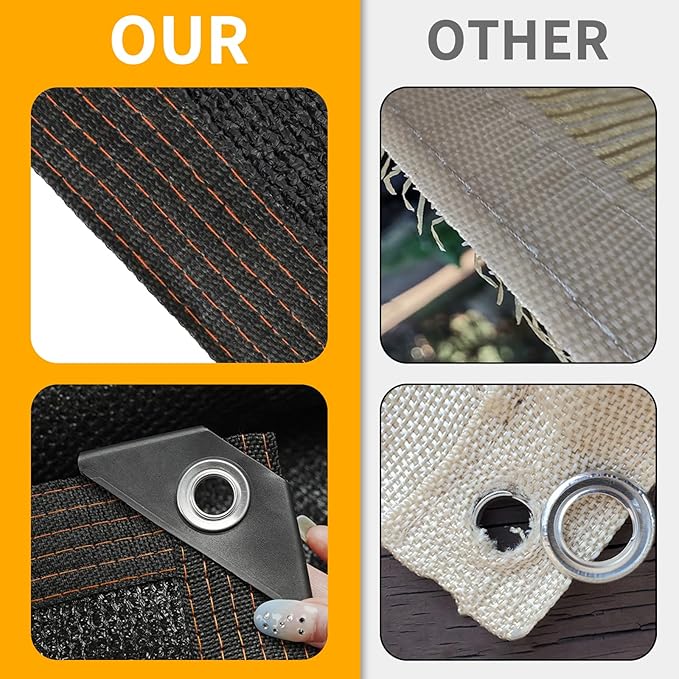 Shade Cloth with Grommets 10x10ft, 70% Sunblock Mesh Tarp & Outdoor Sun Shade for Garden Patio, Sun Shade Outdoor Cover, Plant Covers Freeze Protection for Greenhouse, Kennel, Lawn Black