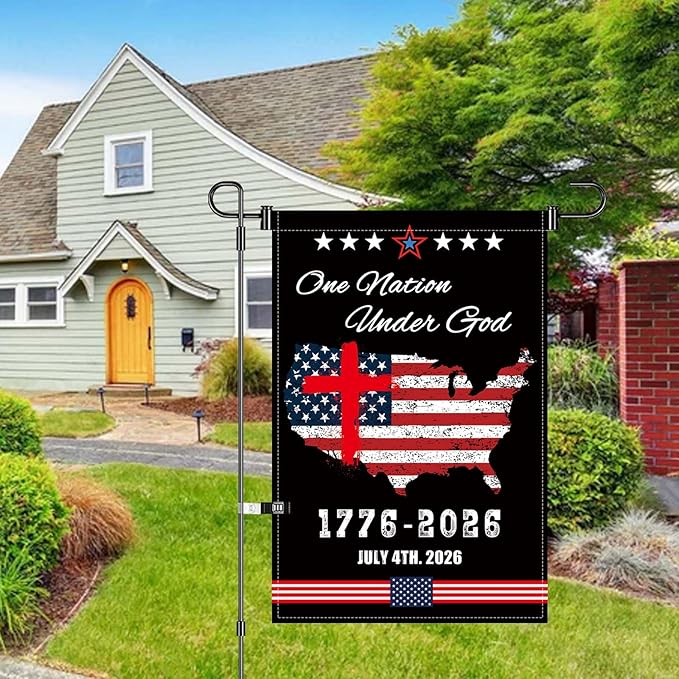 12X18INCH 250th Anniversary USA 1776-2026,Eagle Cross Design One Nation Under God Garden Flag Patriotic Signs Hanging Decor Outdoor Yard Decor (G)
