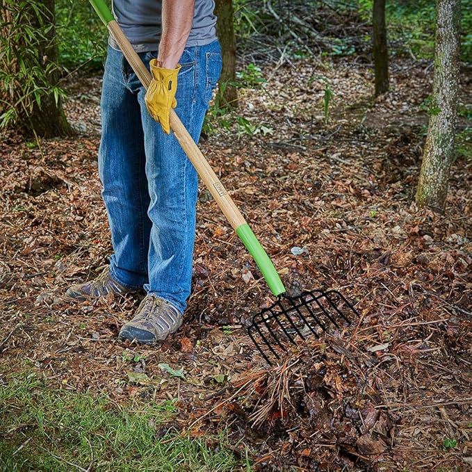 AMES 2826300 10-Tine Welded Steel Bedding Fork with Hardwood Handle, 61-Inch