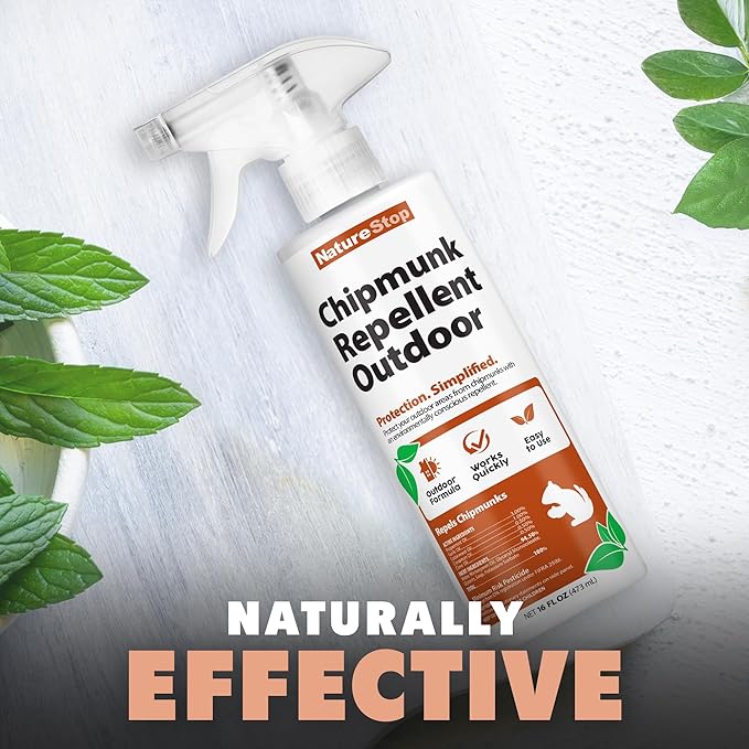 Chipmunk Repellent Spray for Outdoor Use – Helps Deter Chipmunks & Small Rodents, 16 oz (475mL)