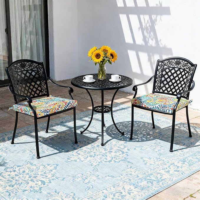 LVTXIII Outdoor Seat Cushions Set of 4 Square Corner Chair Cushions with Ties, Patio Chair Pads for Home Office and Patio Garden Furniture Decoration 19"x19"x2", Paisley Multi