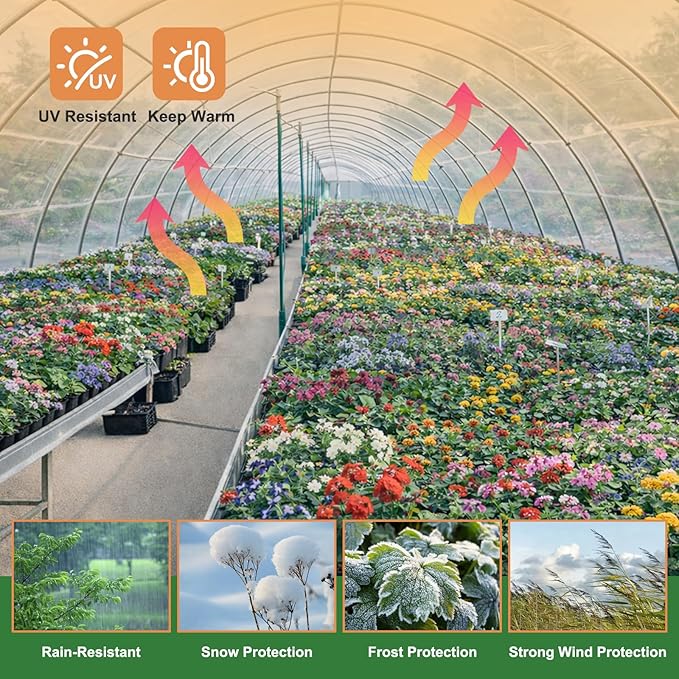 6 Mil Greenhouse Plastic Sheeting, 15x25 FT High Clear Greenhouse Film, Heavy Duty UV Resistant Waterproof Dust Green House Plastic Cover for Garden, Farms, Agriculture