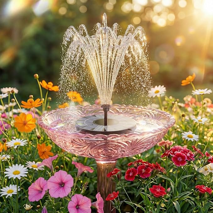 AISITIN 2.5W Solar Bird Bath Fountain Pump, Solar Fountain Pump for Bird Bath with 6 Nozzles, 6.7" Solar Powered Water Fountain Pump for Garden, Ponds, Pool, Fish Tank, Aquarium and Outdoor