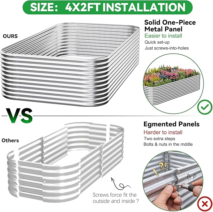 3 Pack Tall Corrugated Galvanized Steel Raised Garden Bed Outdoor, Metal Above Ground Garden Bed for Vegetables and Flowers, Raised Beds for Gardening-4x2x1.5FT