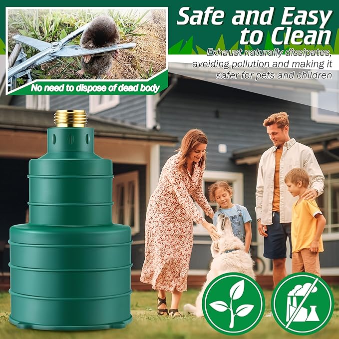 Qualirey 1 Pack Pest Control Exhaust Pipe Attachment Transport Exhaust from Car to Underground for Killing Outdoor Rodents Such as Moles, Gophers (FIT FOR PIPE IN 2"-2.4"/3"-3.5" DIAMETER) (Green)