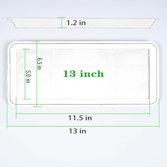 VUWEZ 2 Pack Plastic Plant Tray Saucer, Rectangular, Indoors Outdoor, Water Drip Tray for Flower Pot Planter, Windowsill (6.5 X 13 Inch, Black)