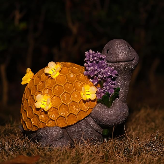 Zayton Solar Garden Outdoor Turtle Statues Yard Resin Decoration Gift Handmade Housewarming Gift for Patio Yard Lawn Waterproof Cracking