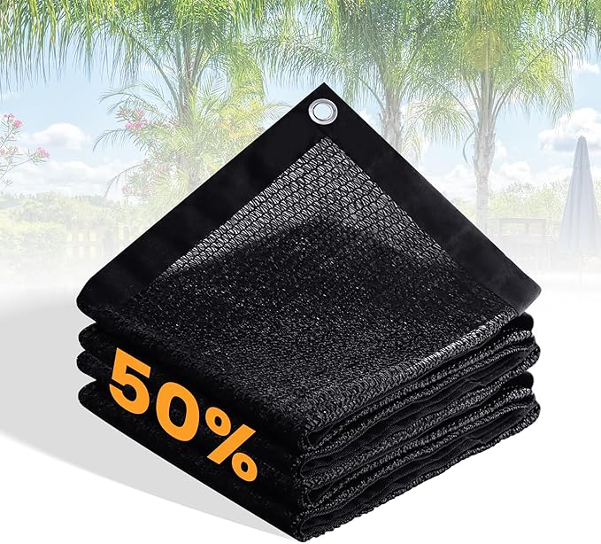 VICLLAX 50% Customized Black Garden Shade Fabric Sun Shade Cloth - UV Protection Sun Shade Cover for Plants, Outdoor, Greenhouse & Lawn | Lightweight Cover Mesh Fabric with Grommets, 4x7 FT