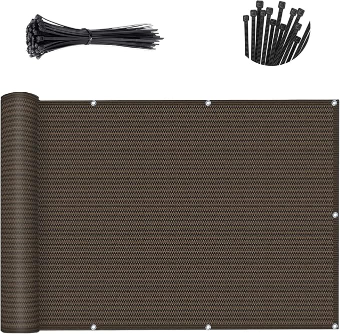 SUNLAX Custom Size 3.3'x7' Brown Fence Covering Privacy Screen Windscreen with Bindings & Grommets,Heavy Duty for Commercial and Residential, 90% Blockage, Cable Zip Ties Included