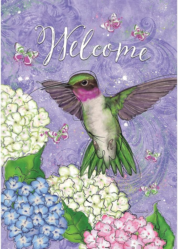 Briarwood Lane Hummingbird and Hydrangea Garden Flag