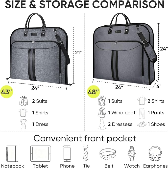 BALEINE Garment Bags for Travel, Water Resistant Carry on Suit Bag
