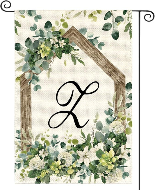 AVOIN colorlife Initial Letter Z Monogram Garden Flag 12x18 Inch Double Sided Outside, Spring Floral Family Last Name Yard Decoration