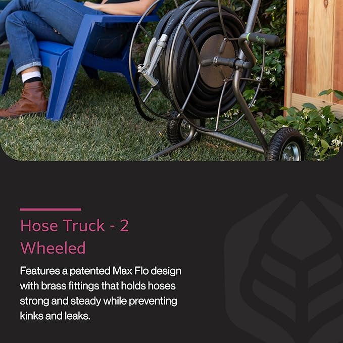 Yard Butler Garden Hose Truck - Heavy-Duty Water Hose Holder Cart - Powder Coated Steel Construction - Leakproof Reel - Portable Management - Holds up to 200' of 5/8" Hosepipe