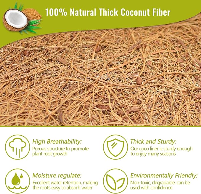 Legigo 6 Pack 14 Inch Hanging Basket Coco Liners Replacement, 100% Natural Round Coconut Coco Fiber Planter Basket Liners for Hanging Basket Flowers/Vegetables