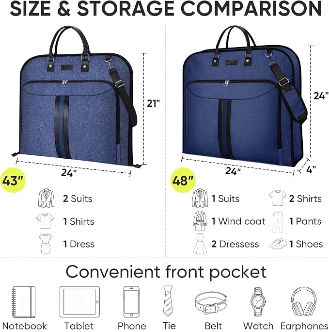BALEINE Garment Bags for Travel, Water Resistant Carry on Suit Bag