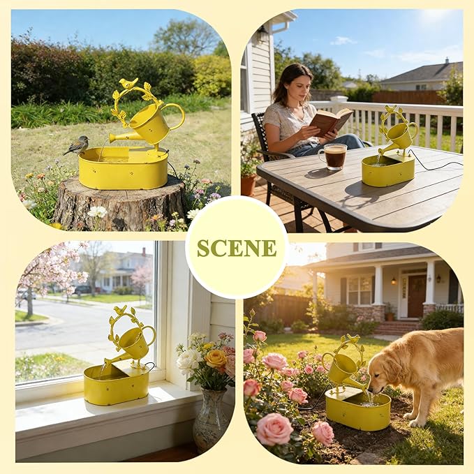 Metal Solar Water Fountain with Backup Battery,Solar Powered Water Fountain Outdoor,Solar Fountain Bird Bath for Garden, Patio & Yard Decor,Working at Night for at Least 6 Hours
