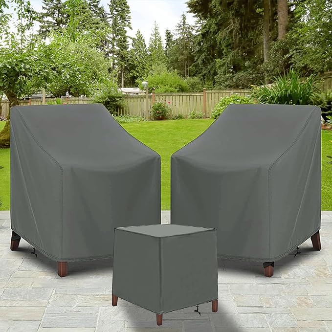 Patio Furniture Chair Covers Set, 3PCS Outdoor Garden Furniture Sofa Cover with 420D Durable Waterproof, Fit for Outdoor Wicker/Rattan Chair Conversation Sets