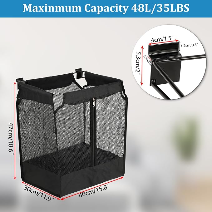 Kokone Wall Hanging Basket for Slat Walls- Mesh Storage Basket for Slatwall, Sport Balls Storage Organizer for Garage Slat Walls, Slatwall Accessories Storage Bin for Home Shop Garage Gym, 16x12x17 IN