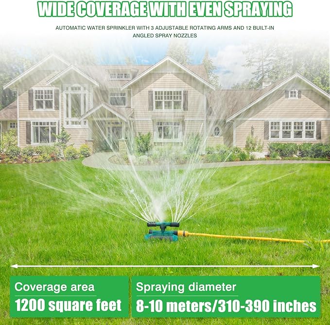 UNIFUN Sprinkler for Yard, Rotating Water Garden Sprinkler for Large Area Coverage, Lawn and Yard Sprinklers