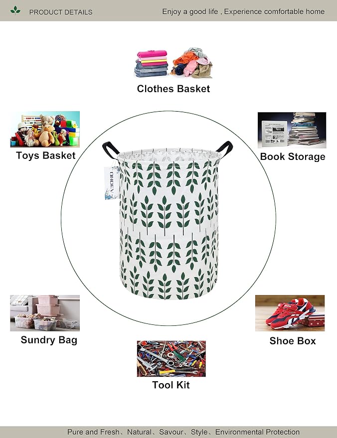Round Leaf Laundry Hamper, Household Storage Bin