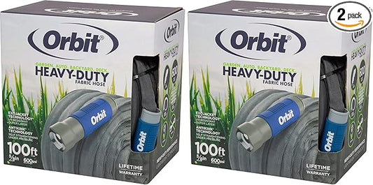 Orbit 33180 ExoJacket Fabric Garden Hose - Heavy-Duty Water Hose (100-Foot x 5/8-Inch) (Pack of 2)