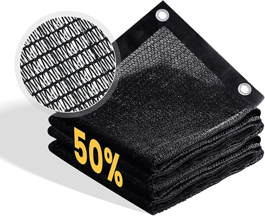 VICLLAX 50% Shade Cloth, 3x11FT Durable Black Mesh Trap with Every 3 FT Grommet, Sun Shade Fabric Netting for for Plants Cover, Greenhouse, Chicken Coop, Barn Kennel, Garden Patio