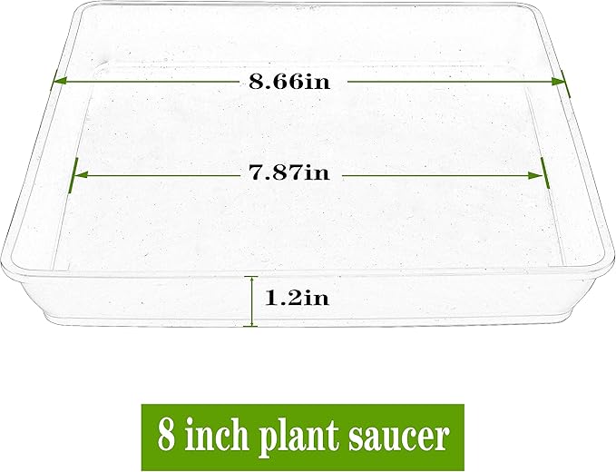LWALRS 5 Pack Square Plant Saucer 8 Inch, Plant Water Catcher Tray, Pot Saucers for Plants，Heavy Plastic Plant Trays for Pots Pots Base Plant Saucers for Indoors and Outdoors.