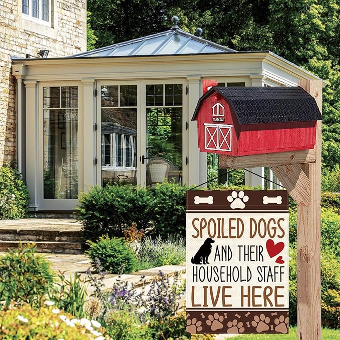 AVOIN colorlife Dog Lover Welcome Garden Flag 12x18 Inch Double Sided Outside, Pet Paw Print Quote Burlap Yard Outdoor Decoration