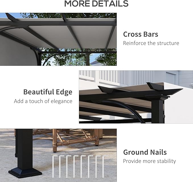 Outsunny 10' x 10' Patio Pergola with Weather-Resistant Steel Frame, Backyard Sun Shade Canopy Cover Shelter for Porch Party, Garden, Grill Gazebo, White