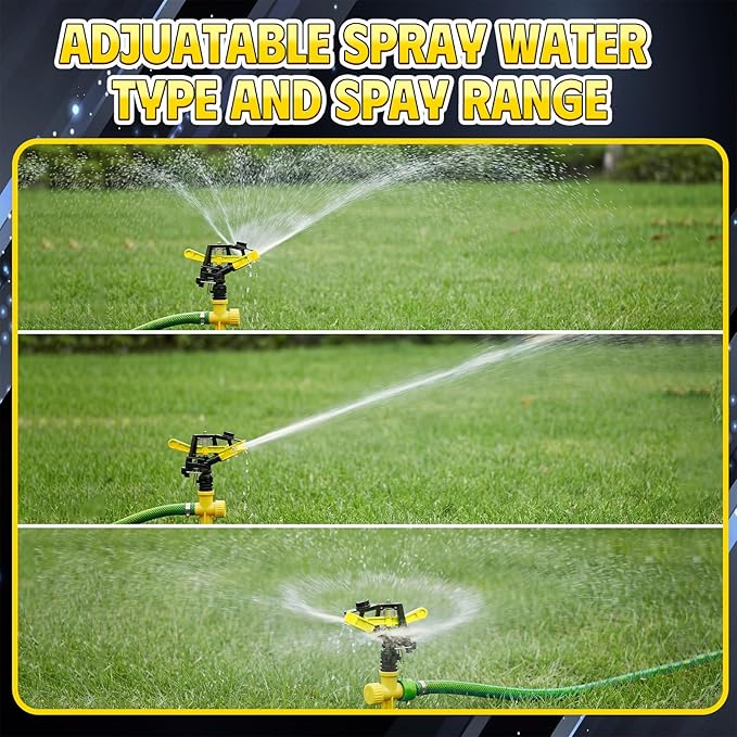 Honoson 1/2 Inch Plastic Impact Sprinklers Heads Adjustable 0-360 Degree Pulsating Oscillating Watering Sprinkler Head for Garden Law Grass Yard Irrigation Supplies(4 Pcs,Yellow)