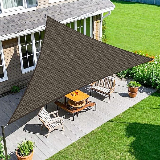 Amagenix Sun Shade Sail 5'X5'X5' Curved Edge Outdoor Shade Canopy Mocha Breathable 95% UV Block Shade Cloth for Patio Garden Backyard (We Make Custom Size)