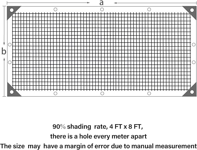 winemana 90% Shade Cloth for Garden- 4x8 FT Breathable Mesh Tarp for Vegetables & Plants, Outdoor Patio Sun Shade with Grommets - Chicken Coop, Dog Kennel Cover